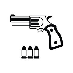 gun glyph outline icon with white background vector stock illustration