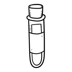 Hand drawn doodle laboratory test tube on white background.