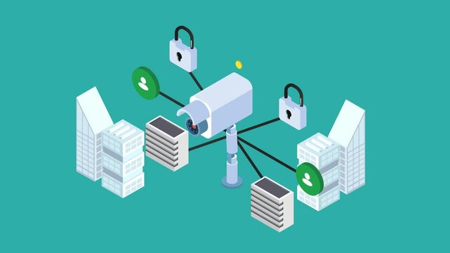 Smart Security System 3d animation cartoon