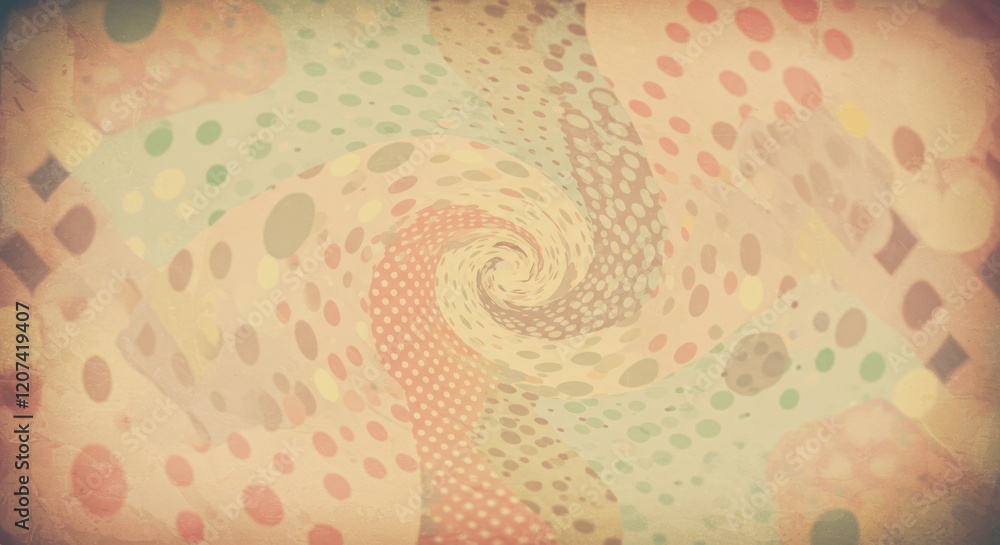 Aufkleber vintage retro swirl with colorful polka dot patterns in a psychedelic abstract background
