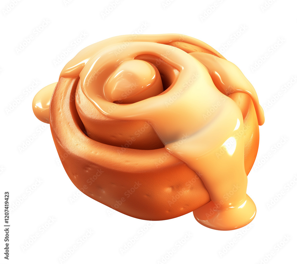 Poster deliciously glazed cinnamon roll with smooth icing, isolated on transparency background, showcasing 
