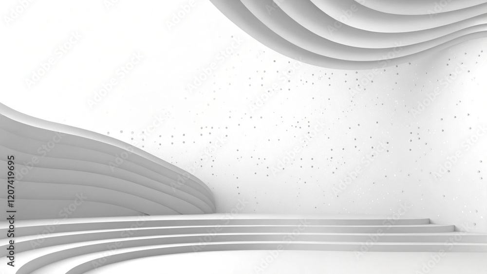 Poster 3d background with an abstract pattern of waves and lines in a space theme. Texture white and gray for patterns and seamless illustrations, futuristic design, smooth curves, digital art