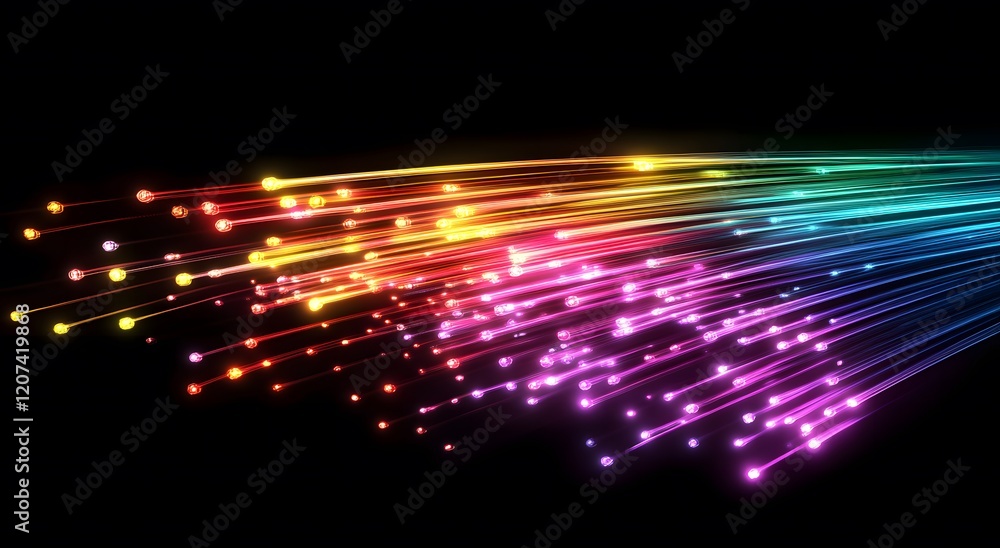 Poster representing the fast data transfer speeds in digital fiber optic network technology, which creates 
