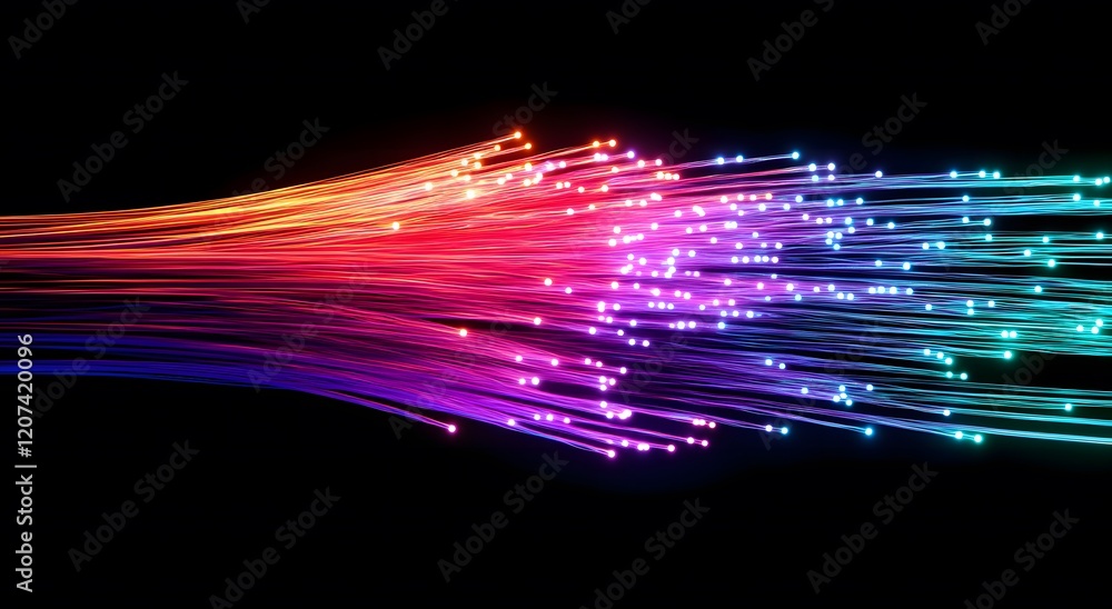 Poster representing the fast data transfer speeds in digital fiber optic network technology, which creates 