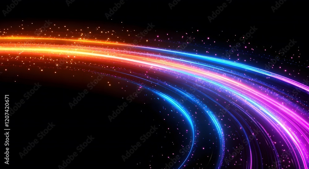 Poster representing the fast data transfer speeds in digital fiber optic network technology, which creates 