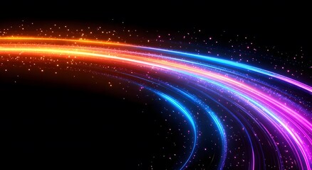 Obraz premium Representing the fast data transfer speeds in digital fiber optic network technology, which creates an abstraction through brightly colored lights that suggest an improved internet connection.