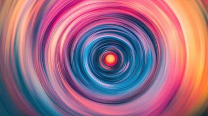 Fototapeta premium A visually striking flight through neon hyper warp space, with concentric light trails in vibrant pinks and blues spiraling towards infinity.