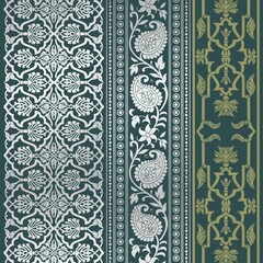 wedding card design, traditional paisley floral pattern , royal India	