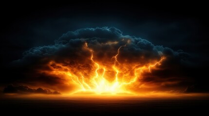 Fototapeta premium Dramatic explosion of light in dark clouds.