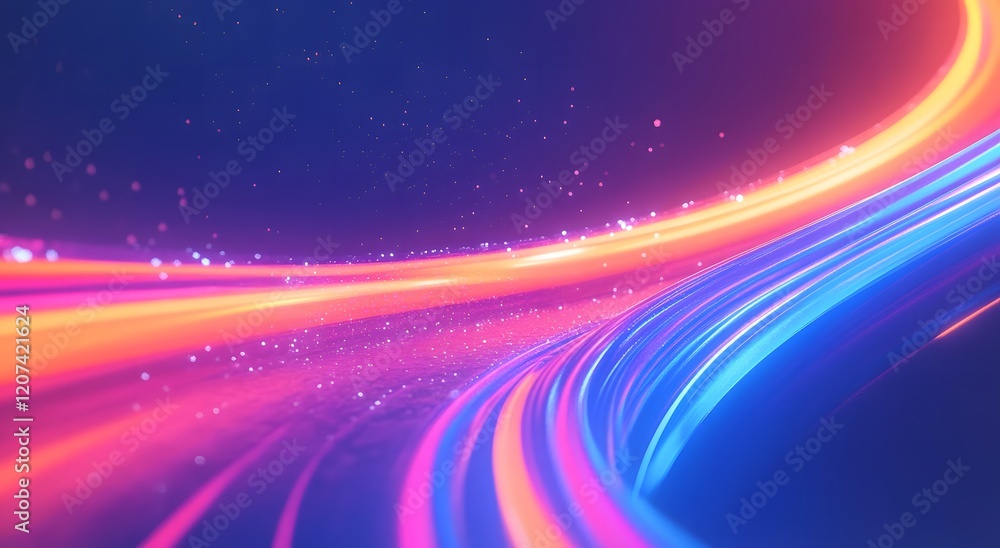 Poster representing the fast data transfer speeds in digital fiber optic network technology, which creates 