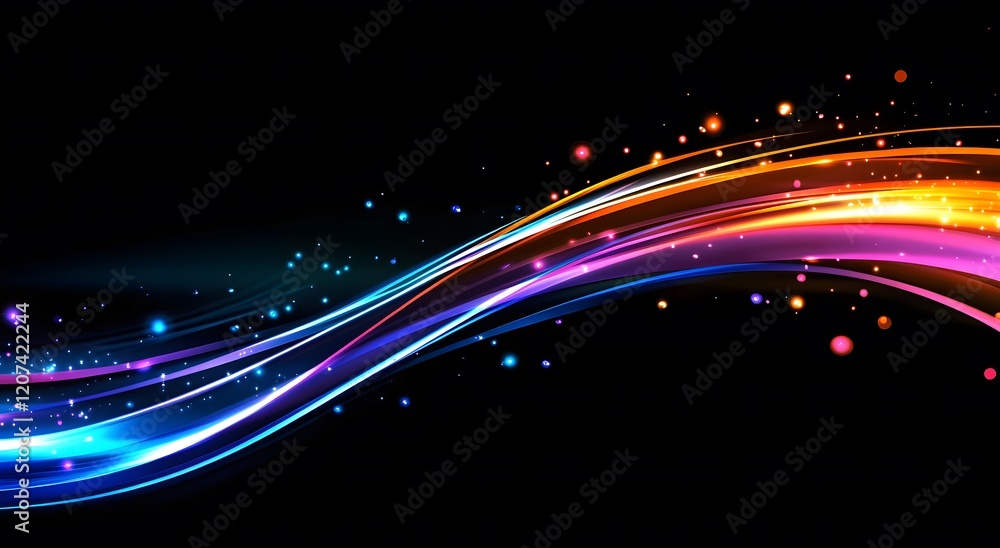 Poster representing the fast data transfer speeds in digital fiber optic network technology, which creates 