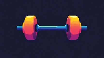Obraz premium A cartoonish representation of a dumbbell with orange and blue handles