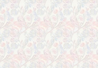 Pastel vintage floral pattern with swirling leafy motifs and elegant soft hues