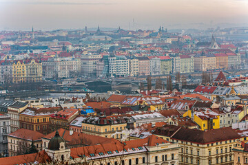 Prague city winter background