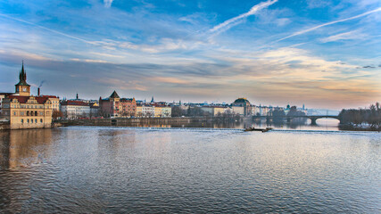 Prague city winter background