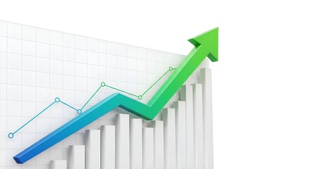 A sleek and modern graph featuring an upward arrow, symbolizing growth and progress