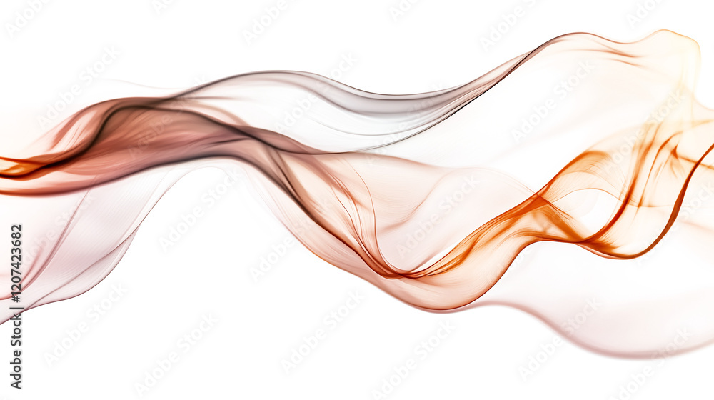 Aufkleber Abstract minimalism with flowing audio waves in soft gradient hues of orange and brown, creating dynamic and elegant visual effect