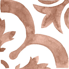 Watercolor Azulejos Tile in Mocha tones