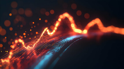 Abstract Data Visualization with Glowing Lines and Dots Background