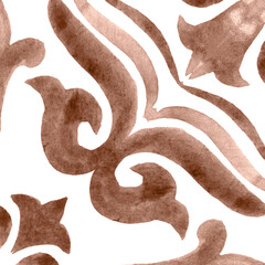 Watercolor Azulejos Tile in Mocha tones