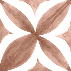 Watercolor Azulejos Tile in Mocha tones