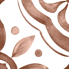 Watercolor Azulejos Tile in Mocha tones