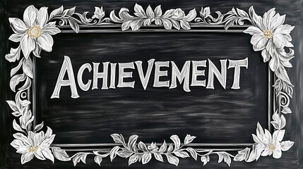 Bright chalkboard with the word achievement decorated for an educational setting for children