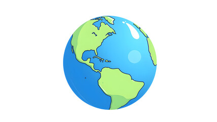 Blue cartoon planet Earth 3d vector icon on white background. Water Day or World Oceans Day concept. Earth Day or Saving Water concept. Generative AI