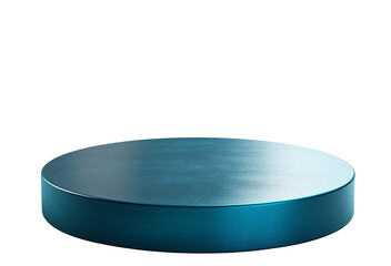 sleek blue table top with smooth surface, perfect for product display, isolated on transparency background. round shape and metallic finish add modern touch to design
