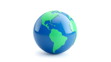 Fototapeta premium Blue cartoon planet Earth 3d vector icon on white background. Water Day or World Oceans Day concept. Earth Day or Saving Water concept. Generative AI