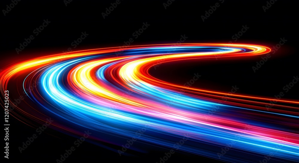 Poster representing the fast data transfer speeds in digital fiber optic network technology, which creates 