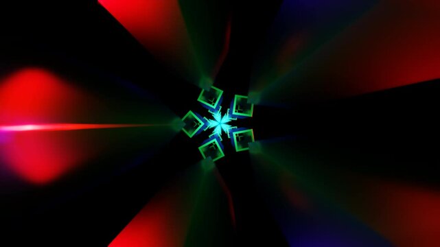 Abstract strobe light patterns and changing geometry in seamless loop