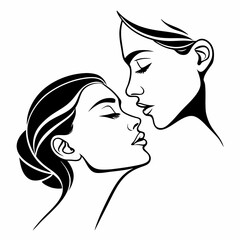 kiss Day vector silhouette black design white background