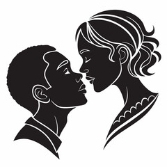 kiss Day vector silhouette black design white background