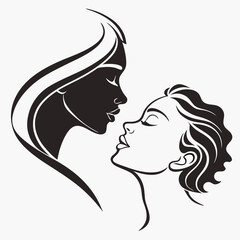 kiss Day vector silhouette black design white background