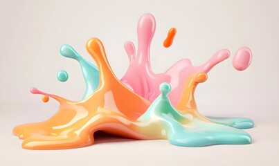Pastel paint splash explosion on white background, vibrant color burst, advertising