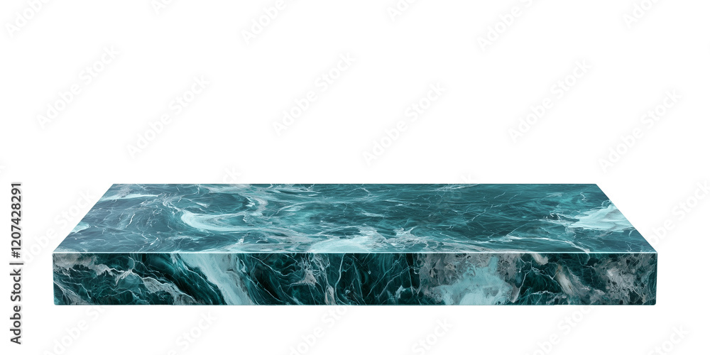 Aufkleber Rectangular green marble base with smooth surface, ideal for display or presentation purposes. elegant marble pattern adds touch of sophistication to any setting
