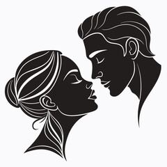 kiss Day vector silhouette black design white background
