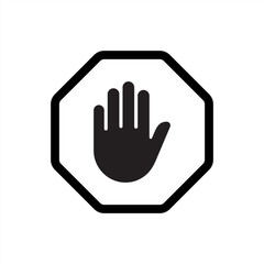 Black stop icon. Stop sign and symbol with hand or palm flat icon for apps and websites. Vector illustration