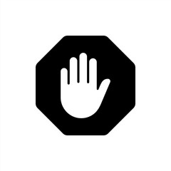 Fototapeta premium Black stop icon. Stop sign and symbol with hand or palm flat icon for apps and websites. Vector illustration