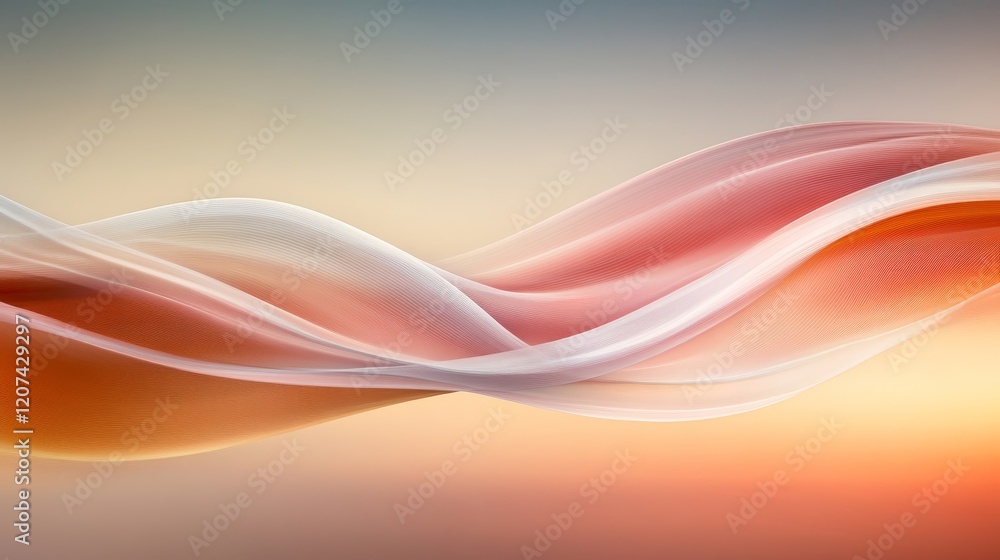 Poster abstract flowing waves in soft pastel colors creating a serene and calming atmosphere ideal for back