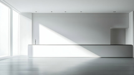 Modern Minimalist Interior with Large Windows and Sleek Counter