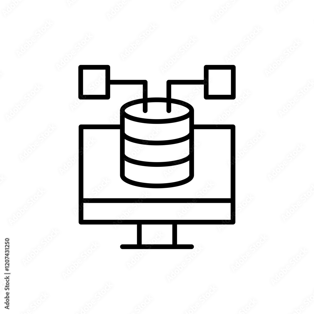 Poster database management outline icons, minimalist vector illustration ,simple transparent graphic elemen