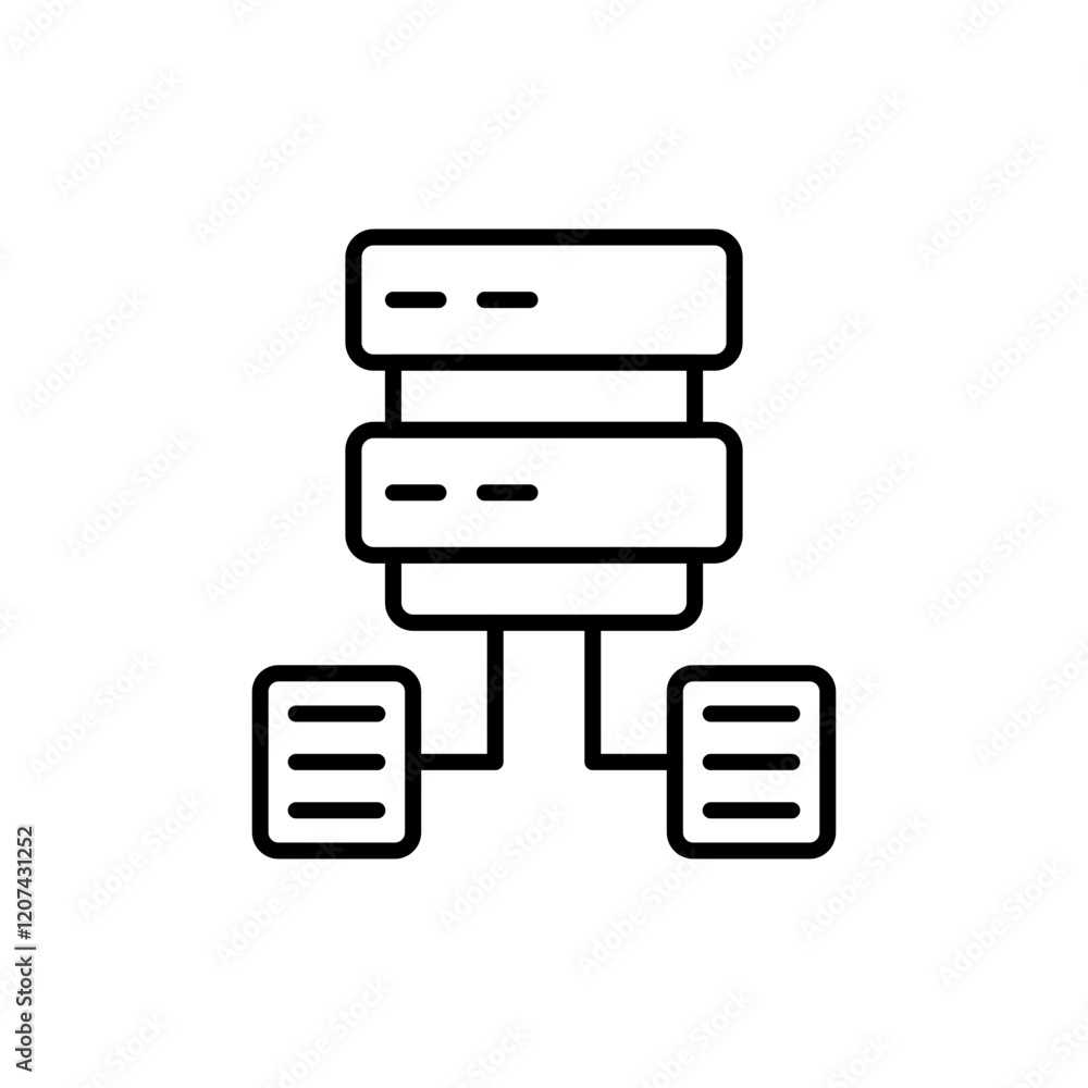 Poster database management outline icons, minimalist vector illustration ,simple transparent graphic elemen