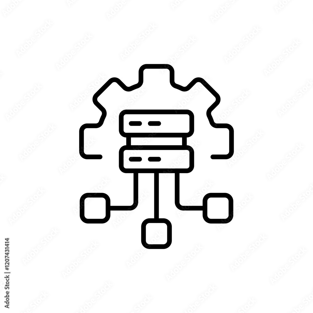 Poster database management outline icons, minimalist vector illustration ,simple transparent graphic elemen