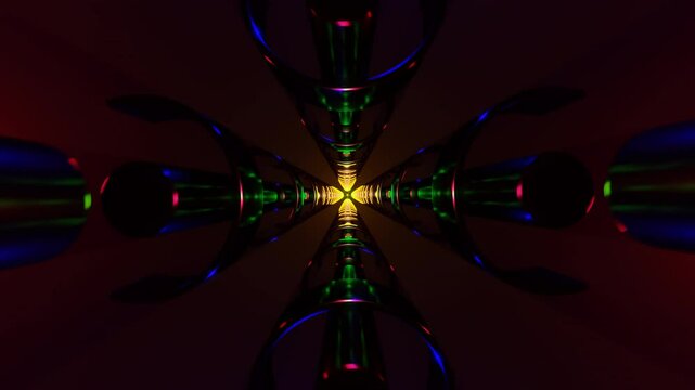 Seamless abstract background with strobe lights and morphing shapes