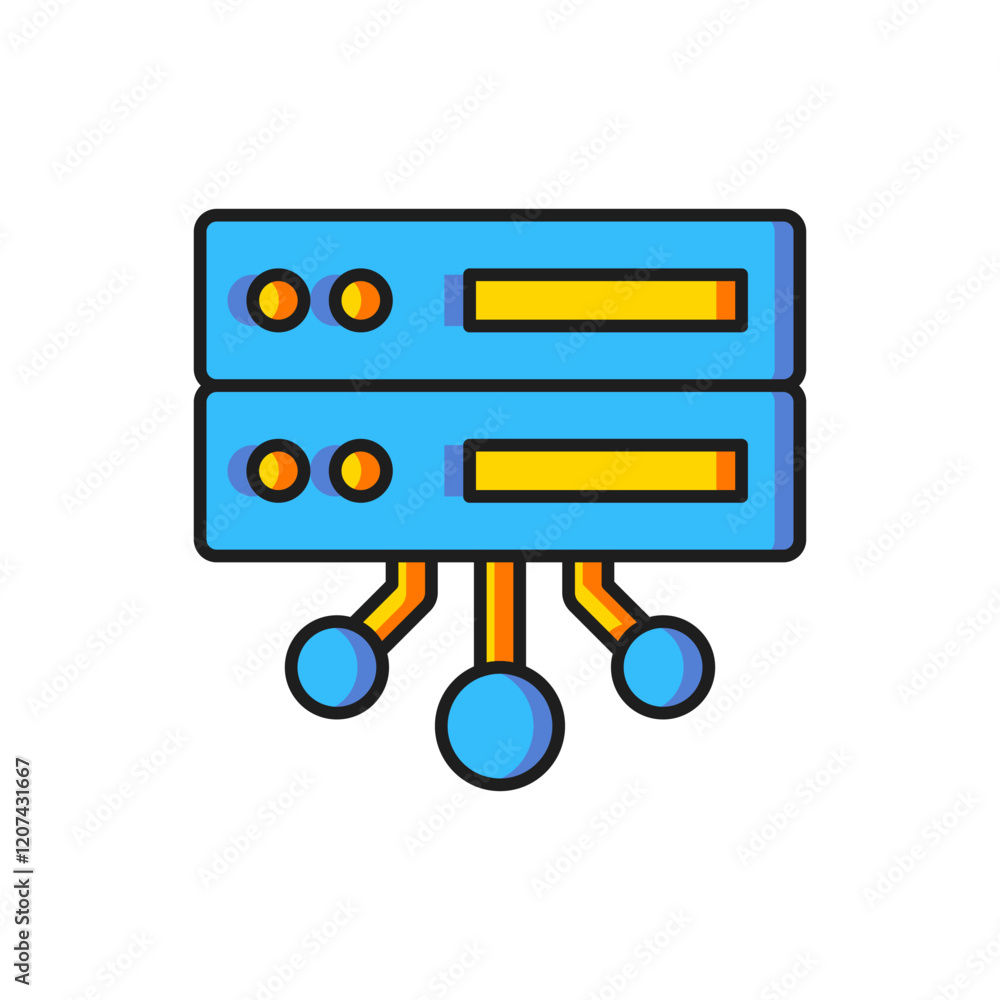 Aufkleber color server, data, web hosting icon isolated on white background. flat filled outline style with sh