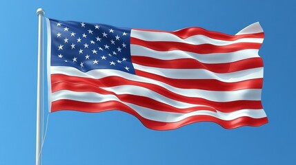 American Flag Waving Proudly Under a Clear Blue Sky