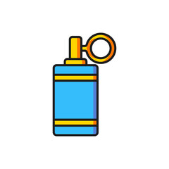 Color Hand grenade icon isolated on white background. Bomb explosion. Flat filled outline style with shadow. Vector