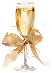PNG Brown coquette champagne illustration ribbon glass.